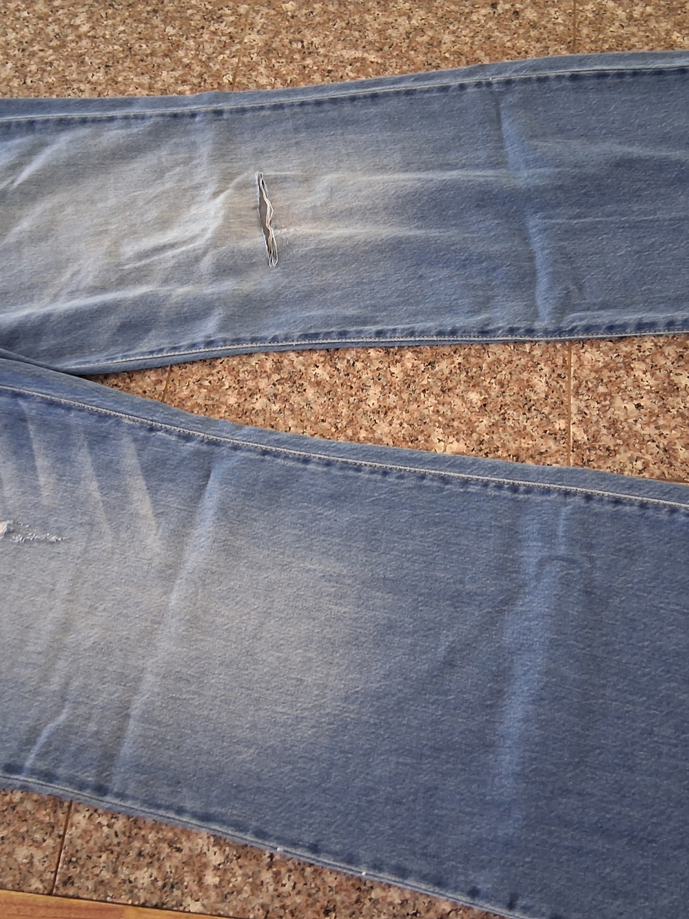 Celebrity Pink Light Blue Distressed Wide Leg Jeans - Picture 12 of 13